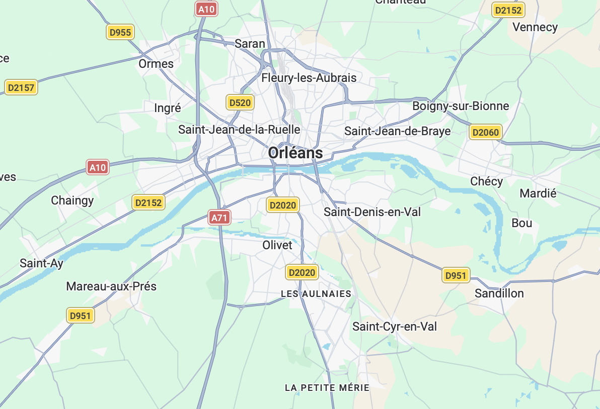 Carte de la zone d'intervention CleanKar à Orléans et alentours